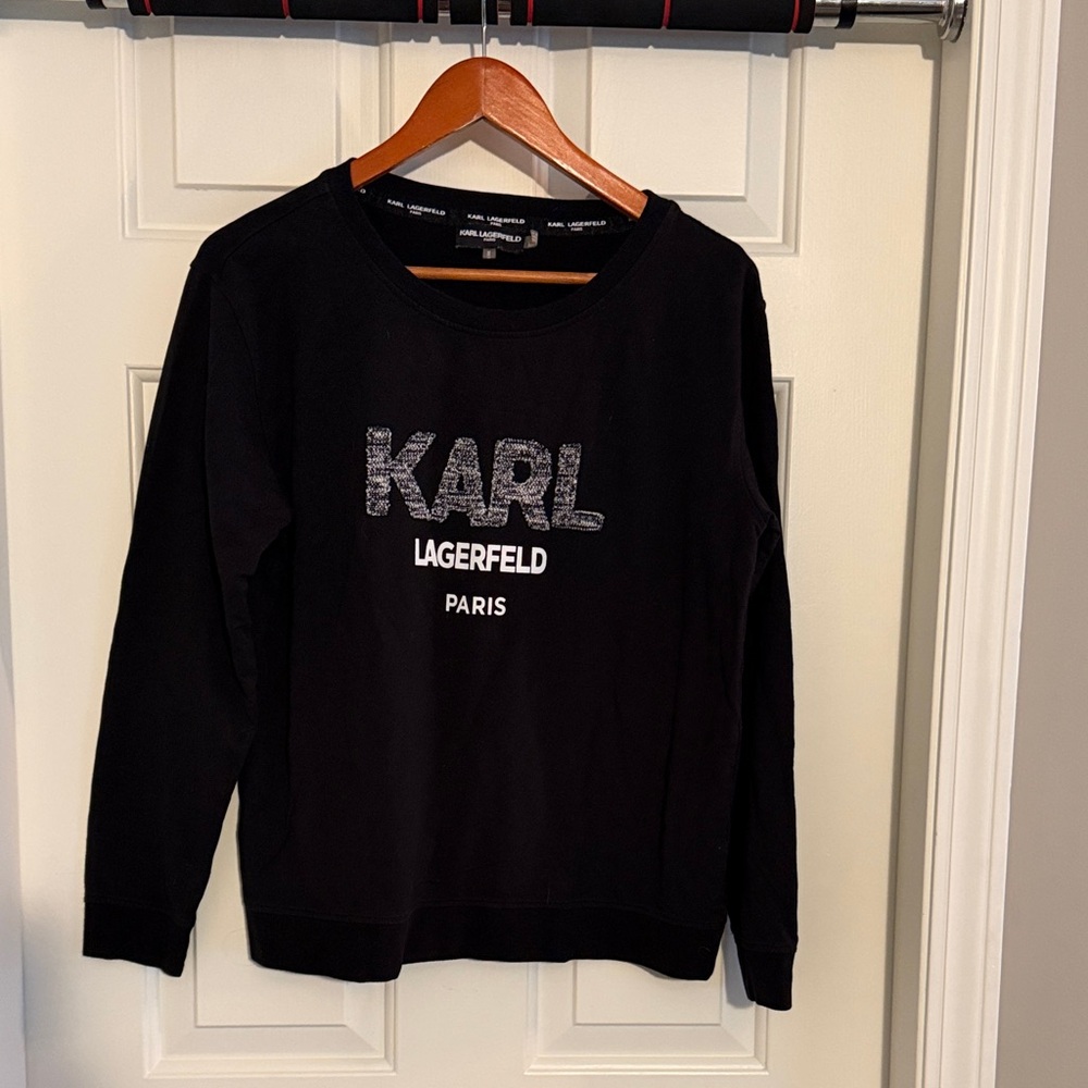 Karl Lagerfeld Women's Black Crew Neck Sweater